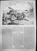 Original Old Antique Print Come Grief Horse Rider Fall Fence J Sturgess 1874