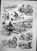 Old Antique Print Day With Scratch Pack Drag Hounds G Bowers Horses 1874 19th