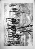 Old No Hunting Today J Sturgess Group Hunters Horses Snow Ground1874 Victorian