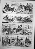 Original Old Antique Print How Farmer Green Went A Hunting Didnt Catch Fox 1874