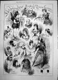 Old Print Sketches Axion Rewheeled Opera Comique Palmer Geo Barnwell 1874 19th