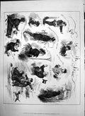 Old Print Out Snow Dower Wilson Falling Ice Ulster Pipe Tricks Whist 1875 19th
