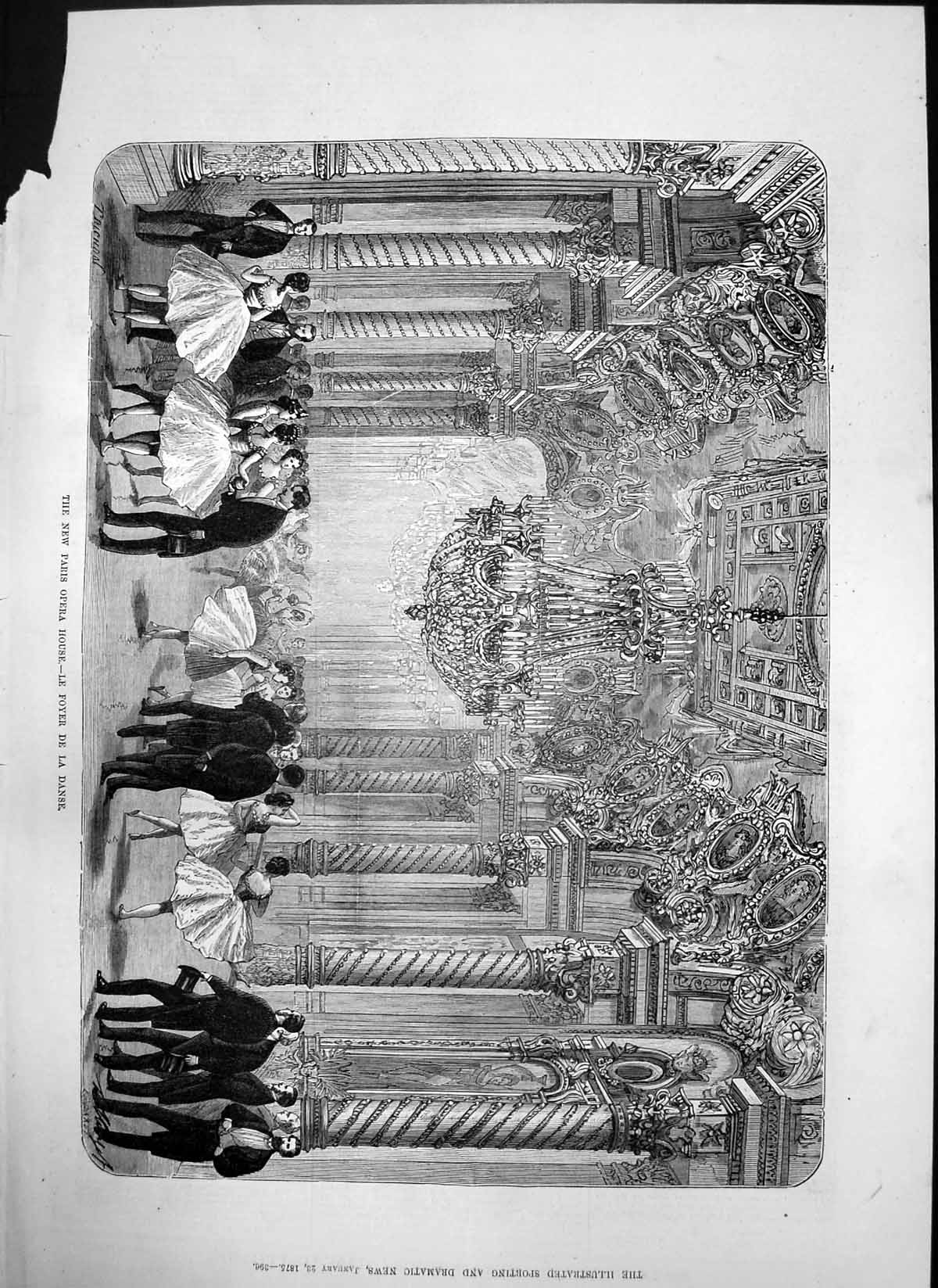 Original Old Antique Print New Paris Opera House Le Foyer De La Danse 1875 19th