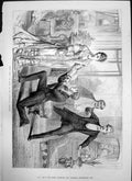 Old Print Our Boys Vaudeville Theatre Man Kneeling Hing Ladies Hand 1875 19th