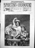 Antique Old Print Scene Carnival Rome Throwing Bonbons Three Young Women 1875