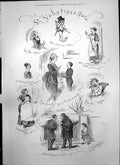 Old Antique Print St Valentines Day Dower Wilson Delivering Letters 1875 19th