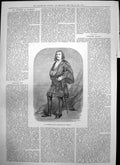 Original Old Antique Print M Fechter Character Hamlet Lyceum Theatre 1875 19th