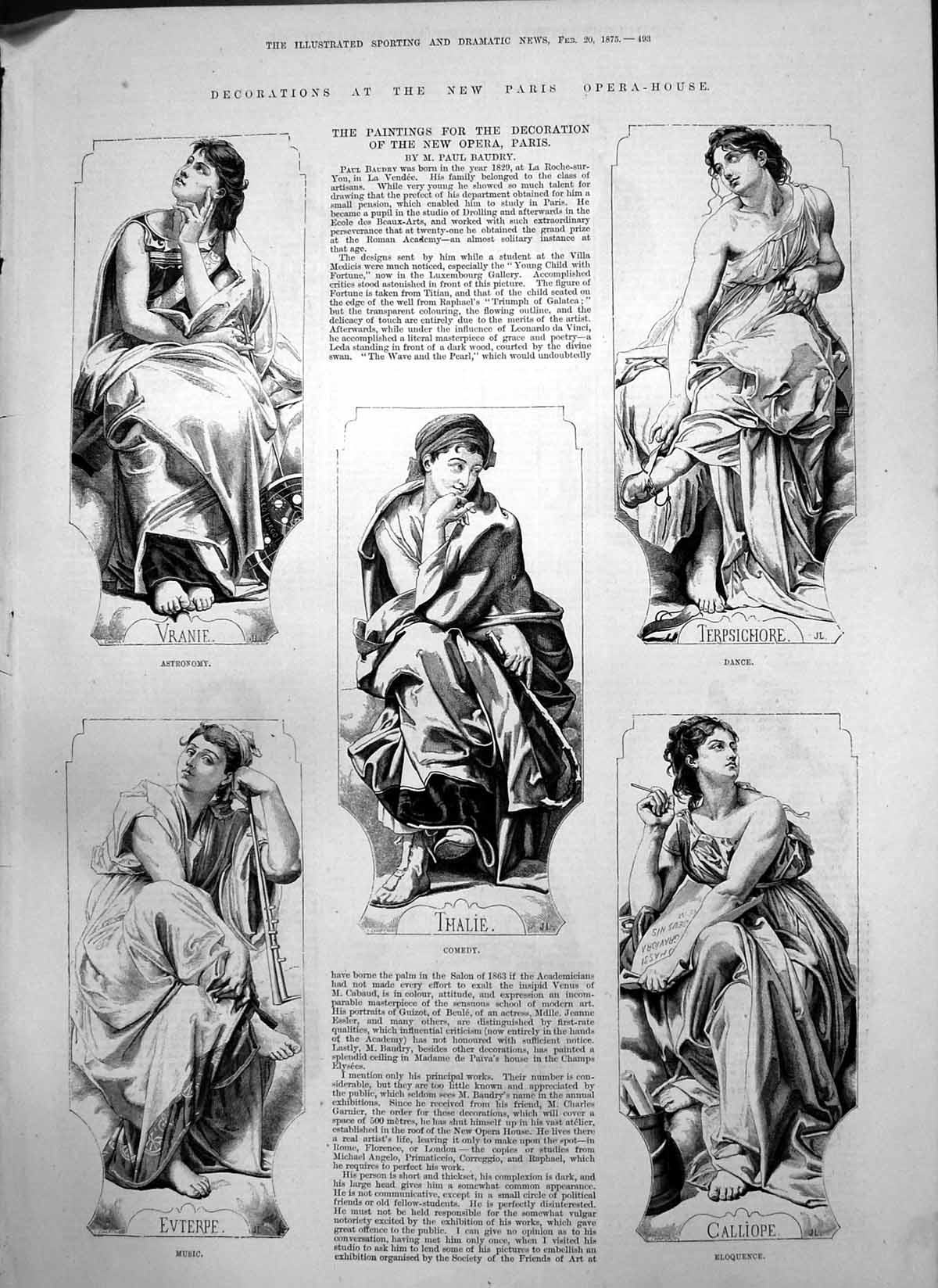 Old Paintings New Opera House Paris Thalie Vranie Evterpe Calliope 18 Victorian