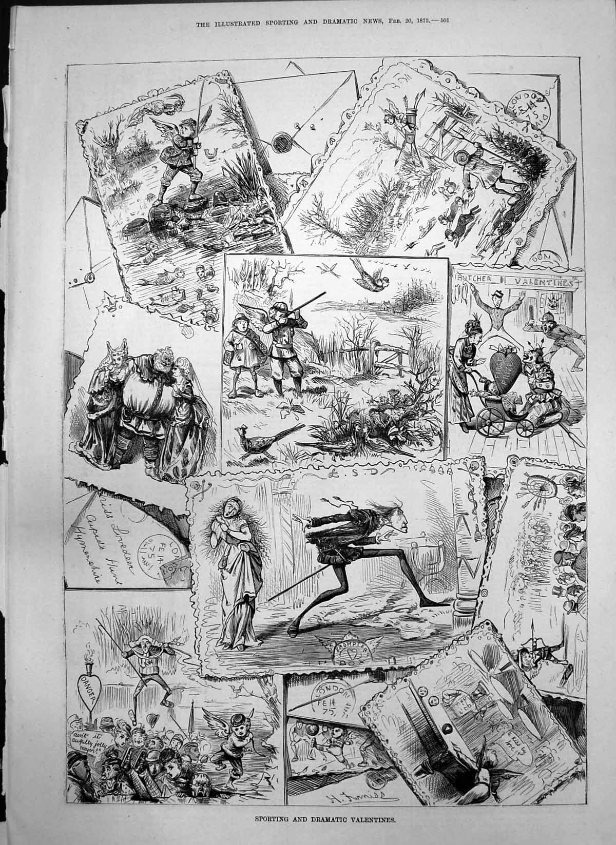 Antique Print Sporting Dramatic Valentines Goody Twanky Mr Vanderpump 1875 19th