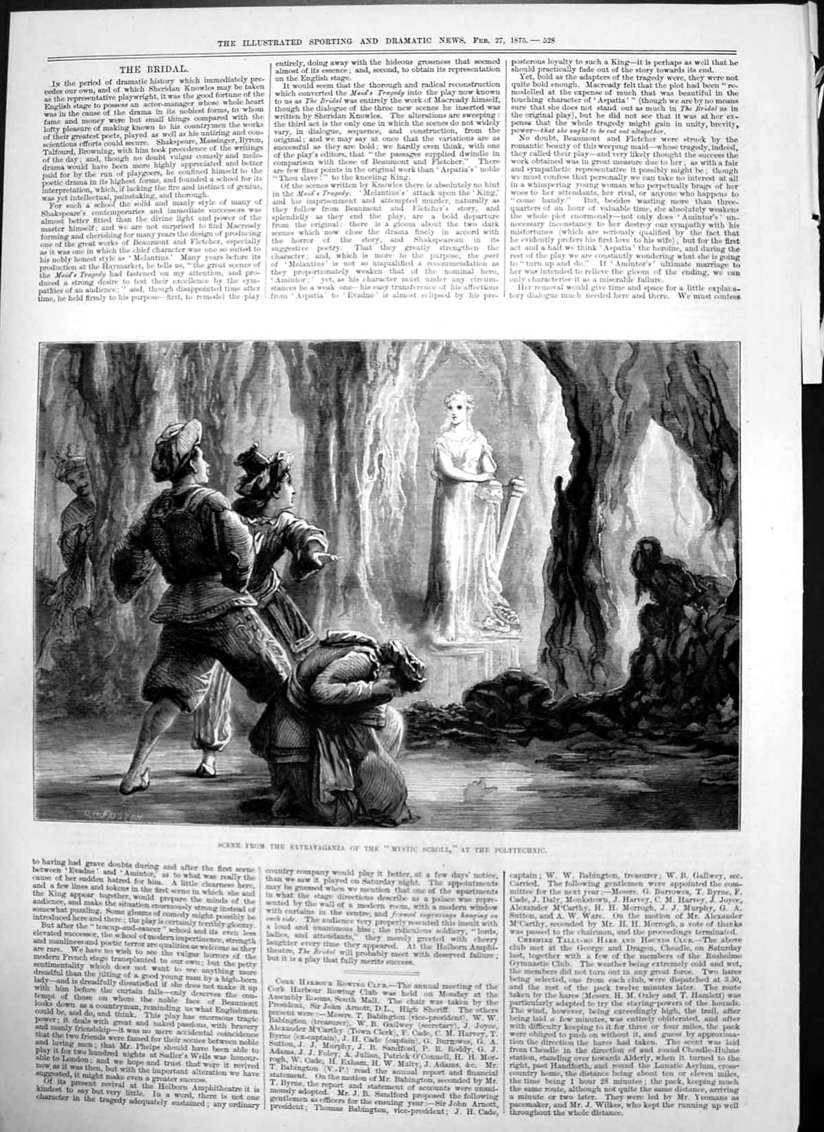 Antique Old Print Scene Extravaganza Mystic Scroll Polytechnic Theatre 1875