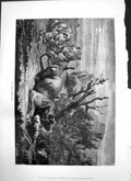Original Old Antique Print Arabs Ambuscade Arab Approaches Lions Den Rifle 1875