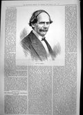 Original Old Antique Print Sir Jules Benedict Musician Piano Player 1875 19th