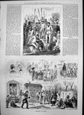 Antique Print Sketches Putney Arrival Oxford Crew Fox Hounds Riverbank 1875