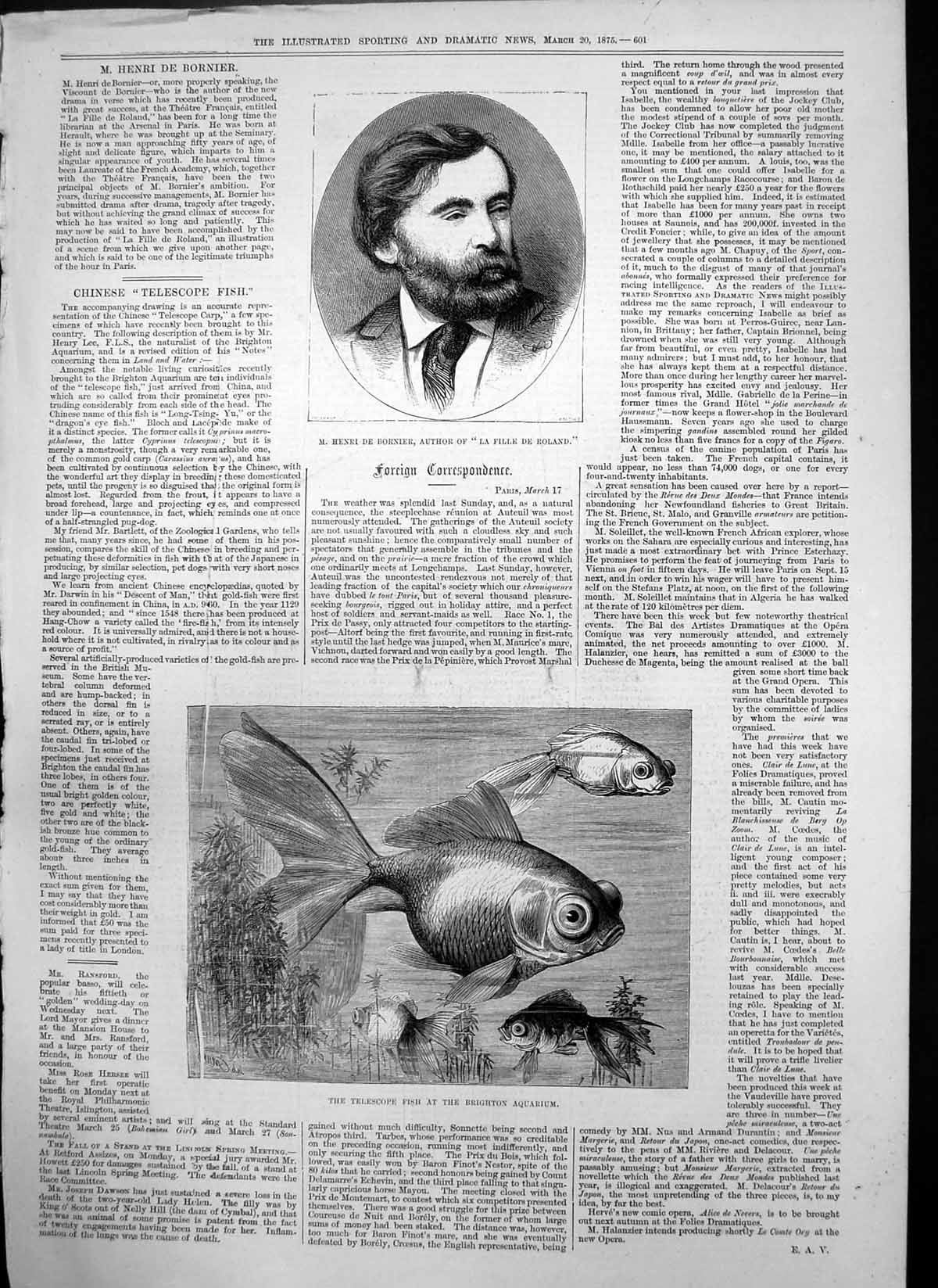 Old Henri De Bornier Author La Fille Roland Telescope Fish Brighton
