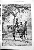 Original Old Antique Print Scouting Maud Clarke Siers Horses 1890 Victorian
