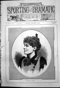 Original Old Antique Print Portrait Miss Laura Graves 1890 19th