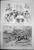 Antique Old Print Whipping Off Fox Ball Provincial Mayors Mansion House 1890