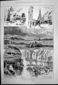 Old Print Oyster Feast Colchester Symington Castle High Street Colne 1890 19th