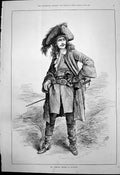 Original Old Antique Print Mr William Teriss As Bucklaw Uniform Sword 1890 19th