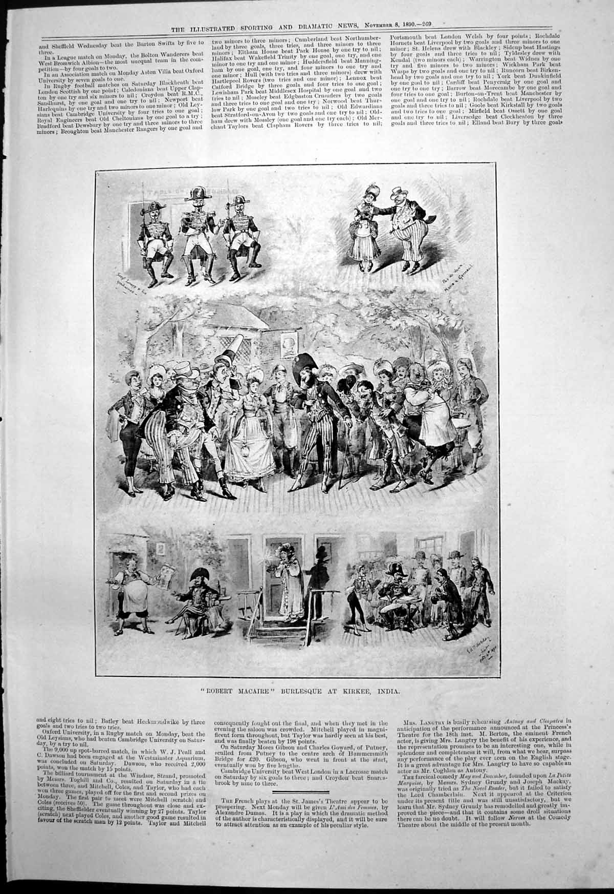 Original Old Antique Print Robert Macaire Burlesque Kirkee India 1890 Victorian