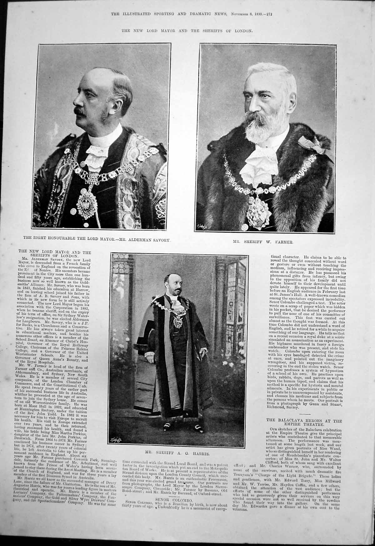 Old Lord Mayor London Alderman Savory Sheriff W Farmer A Harris 1890 Victorian