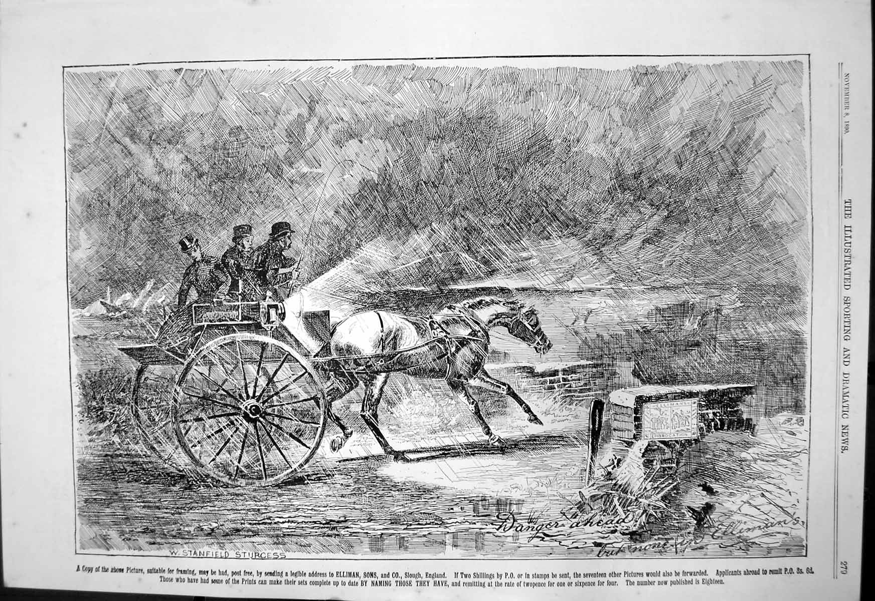 Old Danger Ahead None In Ellimans Embrocation W S Sturgess Horses 189 Victorian