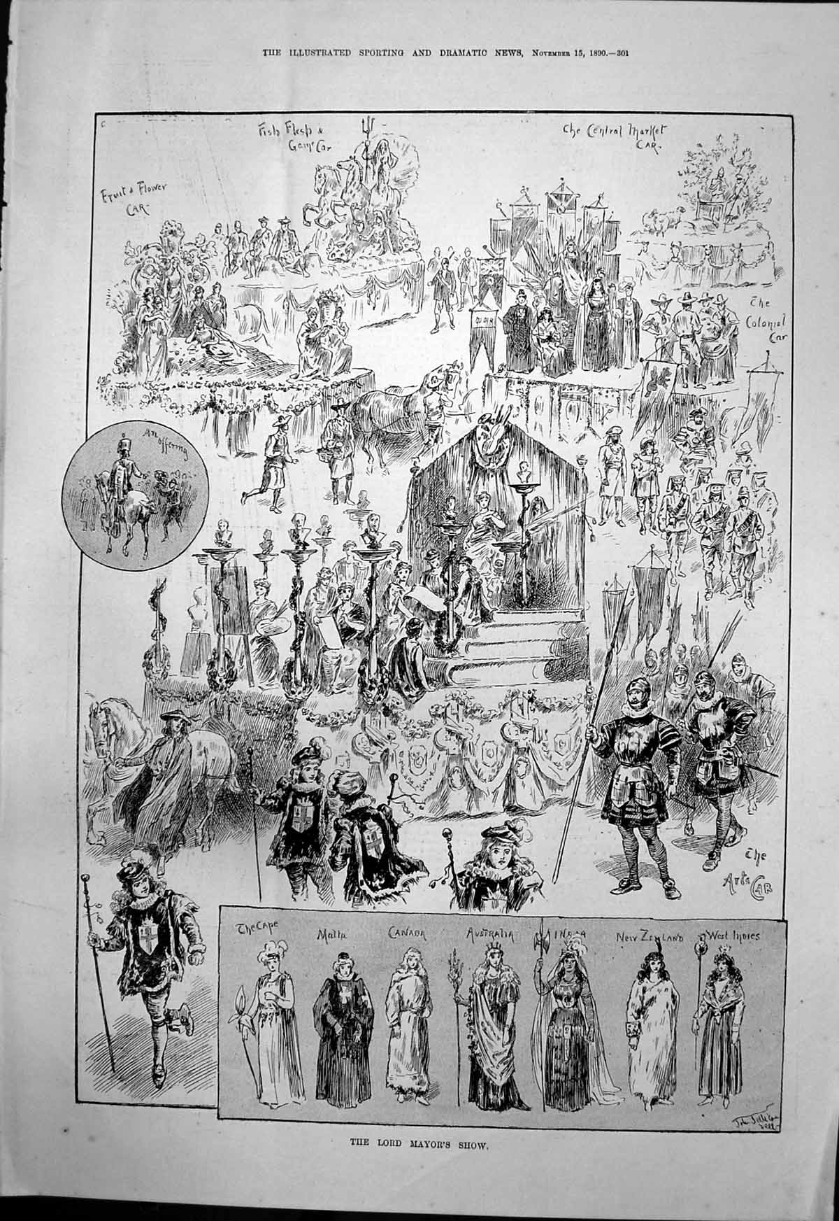 Old Lord Mayors Show Central Market Car Fruit Flower Malta Cape 1890 Victorian