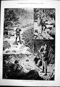 Old Trout Fishing Norway J Swain Standing Stones River Camp Fire 1890 Victorian