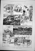 Old Print On Board Troopship To Cape Madeira Off Cape Town Sail Bath 1890 19th