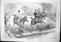 Antique Old Print Taking Their Own Line J Sturgess Horses Jumoing Hedge 1890