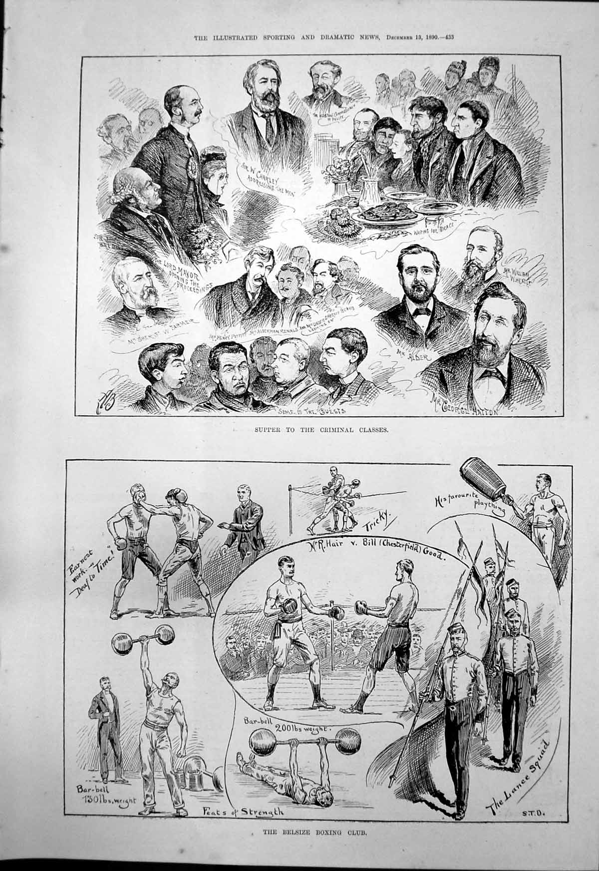 Old Supper Criminal Classes Belsize Boxing Club London Assurance 1890 Victorian