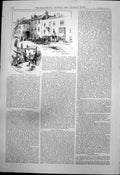 Antique Old Print Kings Head Hotel Darlington Ion Burlesque Cambridge 1890 19th
