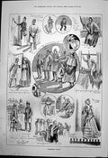 Antique Print Christmas Waits Cyril Hallward Stage Waits Carol Singers 1890