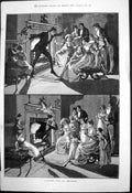Old Print Christmas Story Denouement Man Attacked Parrot Drawing Room1890 19th