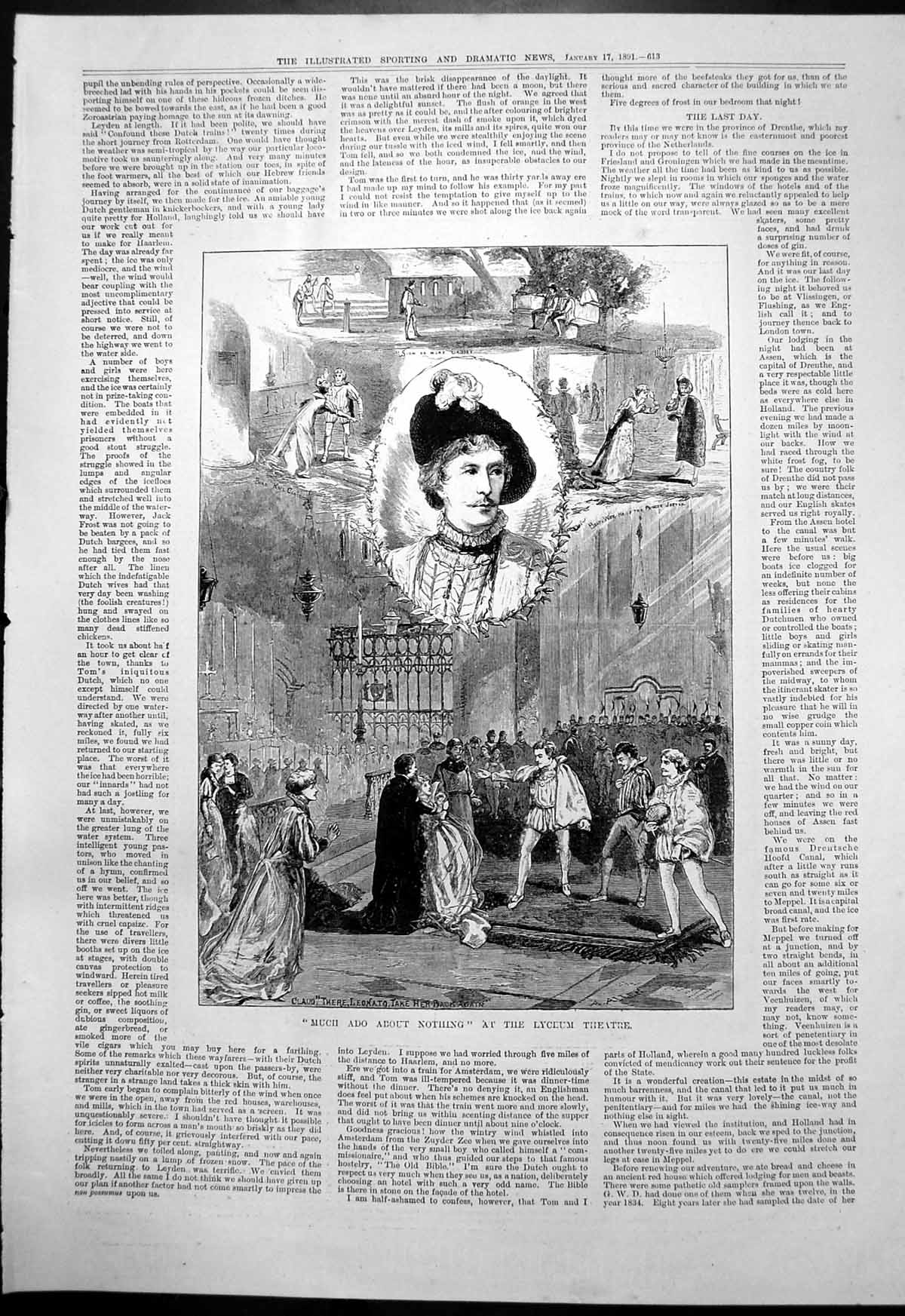 Old Print Much Ado About Nothing Lyceum Skating Contest Christiania 1891 19th