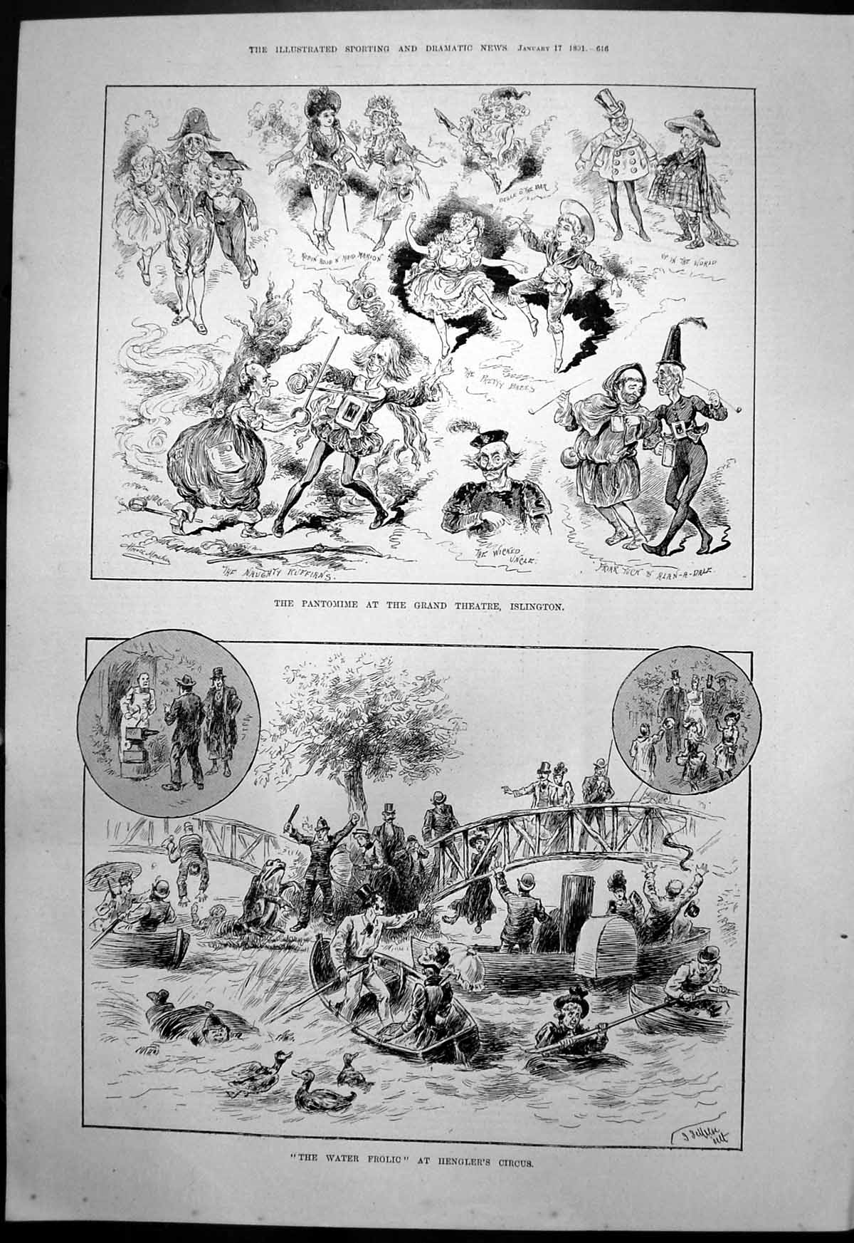 Old Water Frolic Henglers Circus Pantomine Grand Theatre Islington 18 Victorian