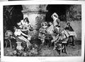 Antique Print Out Tune Painting F Vinra Lady Kitchen Man Playing Banjo 1891