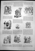 Antique Old Print Mayors Fancy Dress Balls Birmingham Derby Dolly Varden 1891