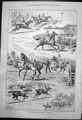 Antique Old Print Grand Military Meeting Sandown Army Navy Steeplechase 1891