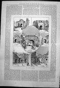 Old Antique Print Gates Quebec Prescott Palace Hope Stlouis St Johns 1891 19th