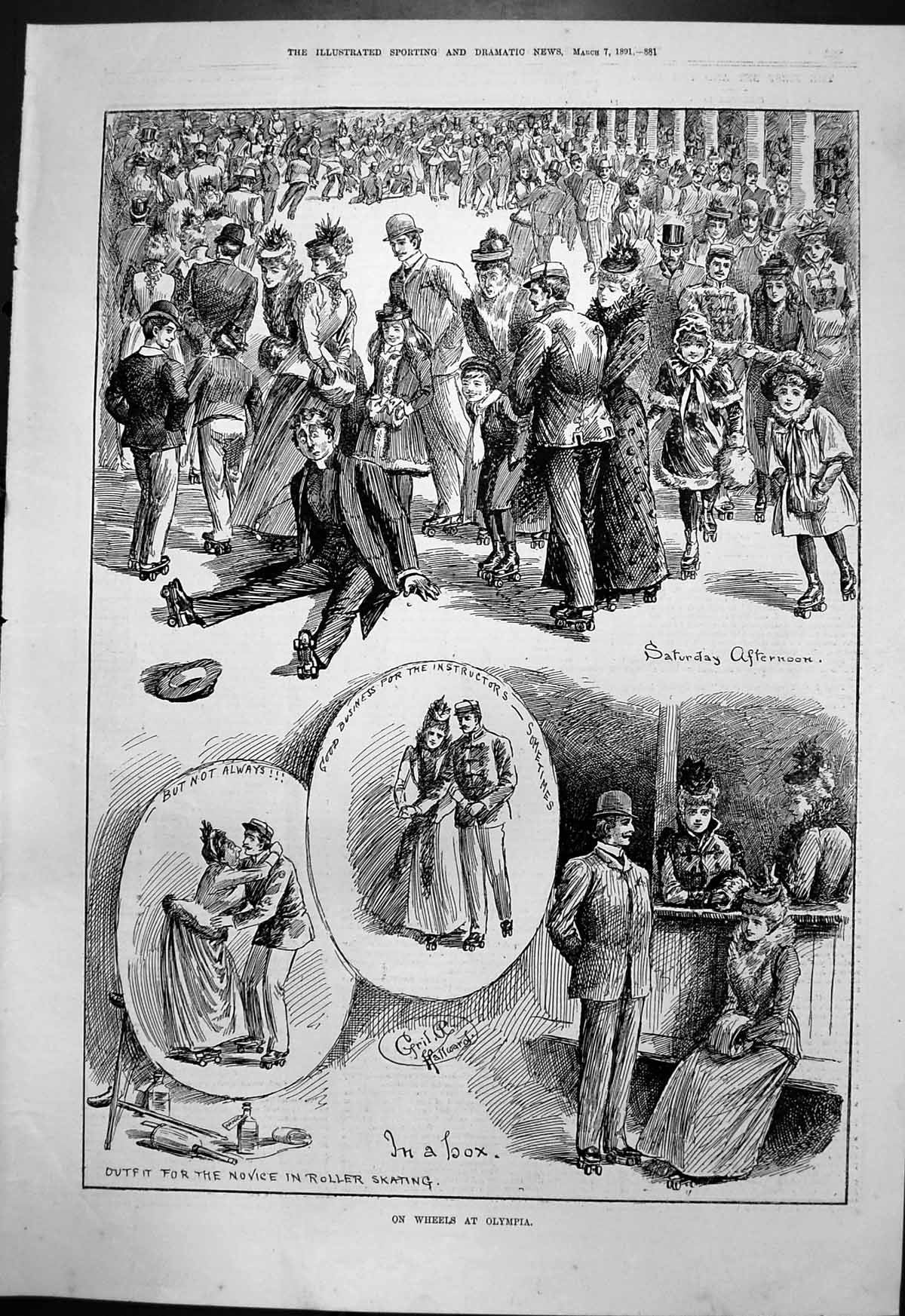 Old On Wheels Olympia Cyril Hallward Roller Skating Instructors 1891 Victorian
