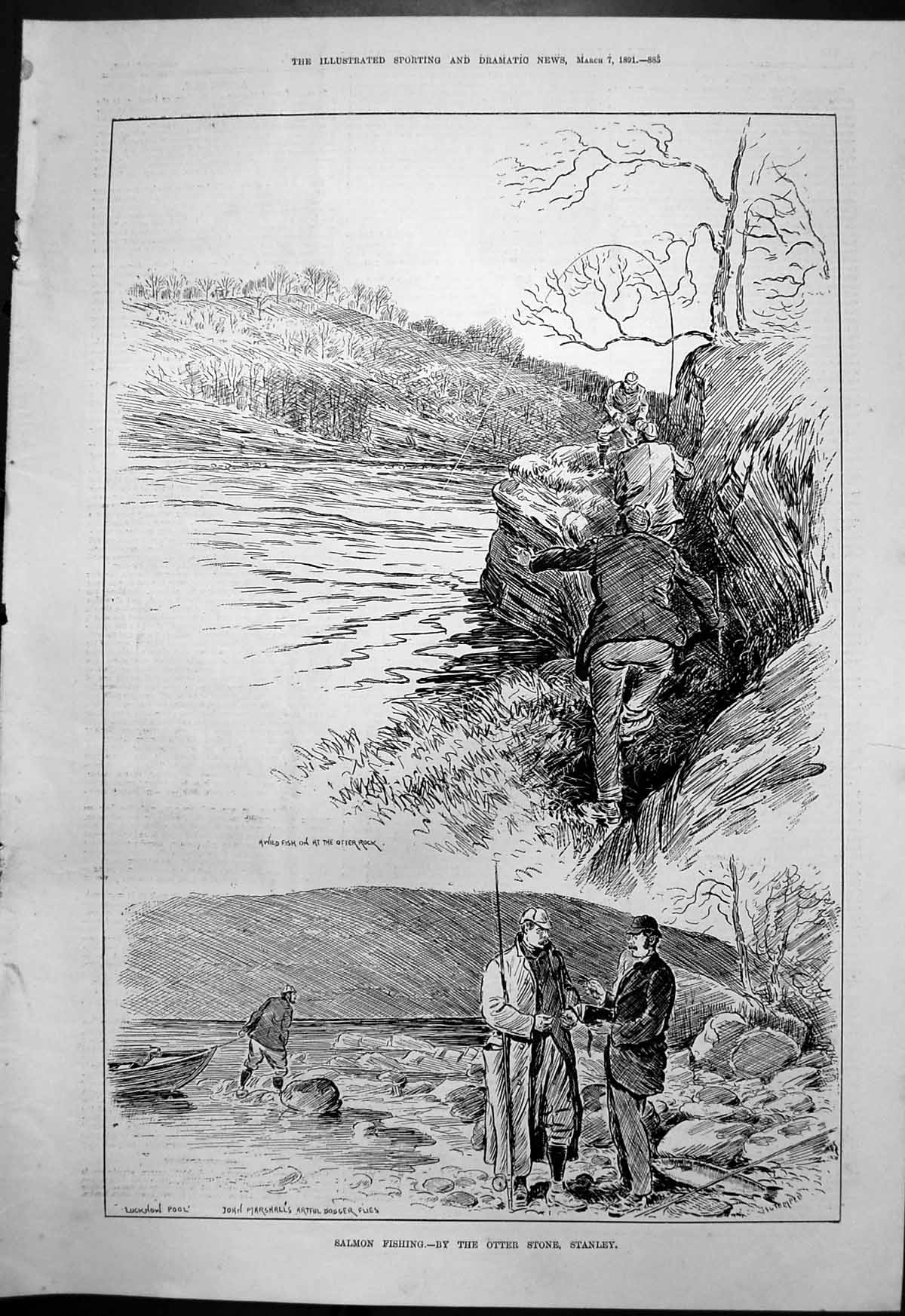 Old Salmon Fishing Otter Stone Stanley Wild Fish Rock Lucknow Pool 18 Victorian