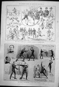 Old Print Story Swordmanship Lyceum London Athletic Club V Cambridge 1891 19th