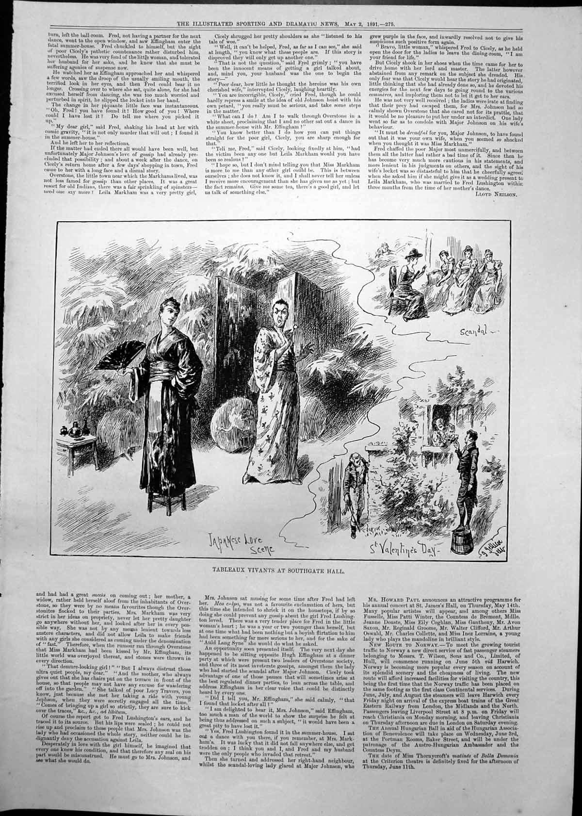 Old Tableaux Vivants Southgate Hall Japanese Love Scene Scandal 1891 Victorian
