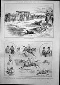 Antique Old Print Coaching In Mashonaland Punchestown Races Col Crichton 1891