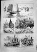 Old Trips Pressional Fishermen Out Trawler Gutting Packing Catch 1891 Victorian