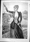 Antique Print Fair Punter George Lambert Lady Steering Boat Oars Canal 1891