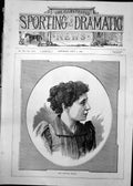 Antique Old Print Portrait Miss Winifred Fraser Woman Dark Curly Hair 1891 19th