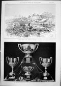 Old Print Trout Stream Dartmoor Ratcliff Tennis Cups Burton On Trent 1891 19th