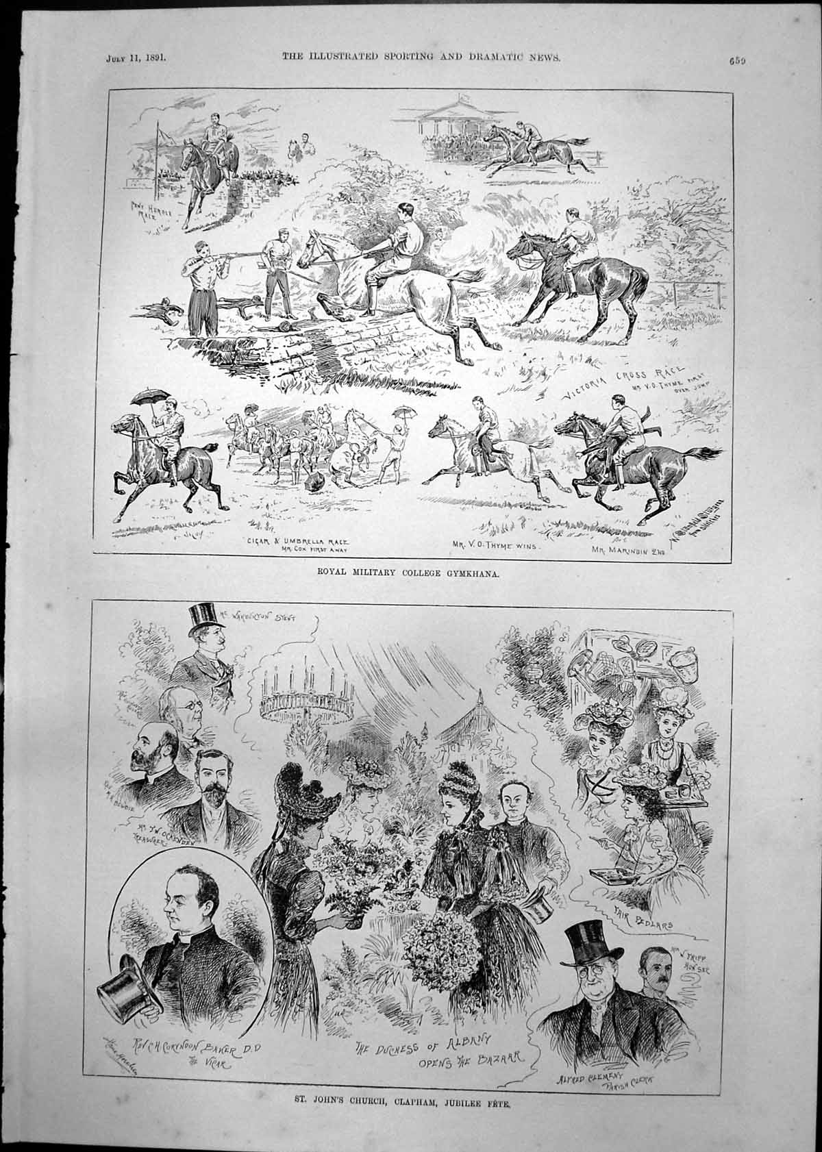 Old Royal Military College Gymkhana St Johns Church Clapham Fete 1891 Victorian